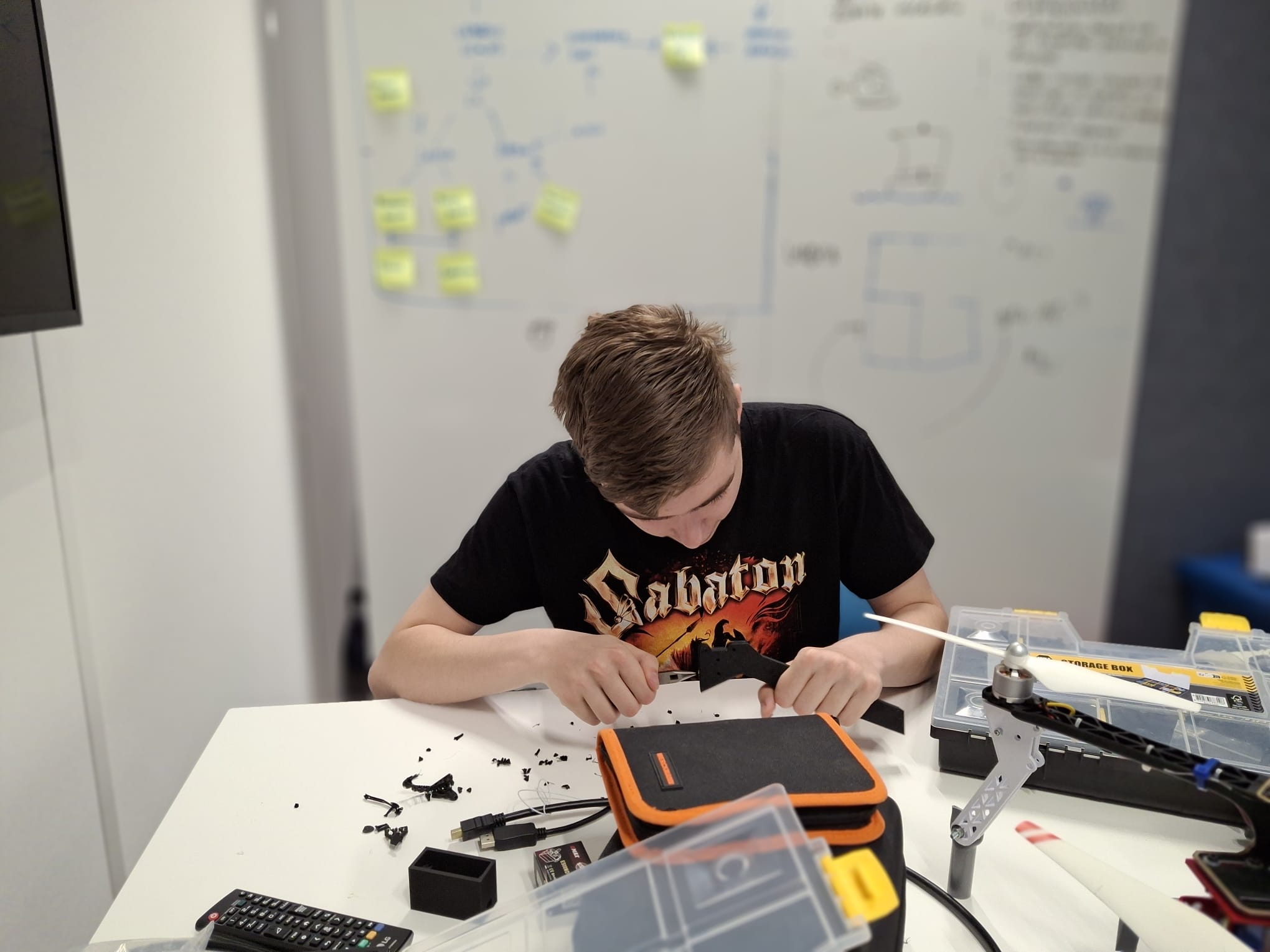Working on the drone — assembling components at the BIC workshop